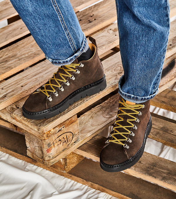 Sneaker alta T115 in suede testa di moro