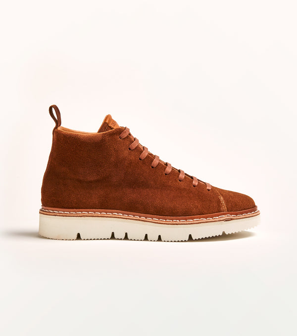 Sneaker alta T110 in suede sigaro - PreOrder